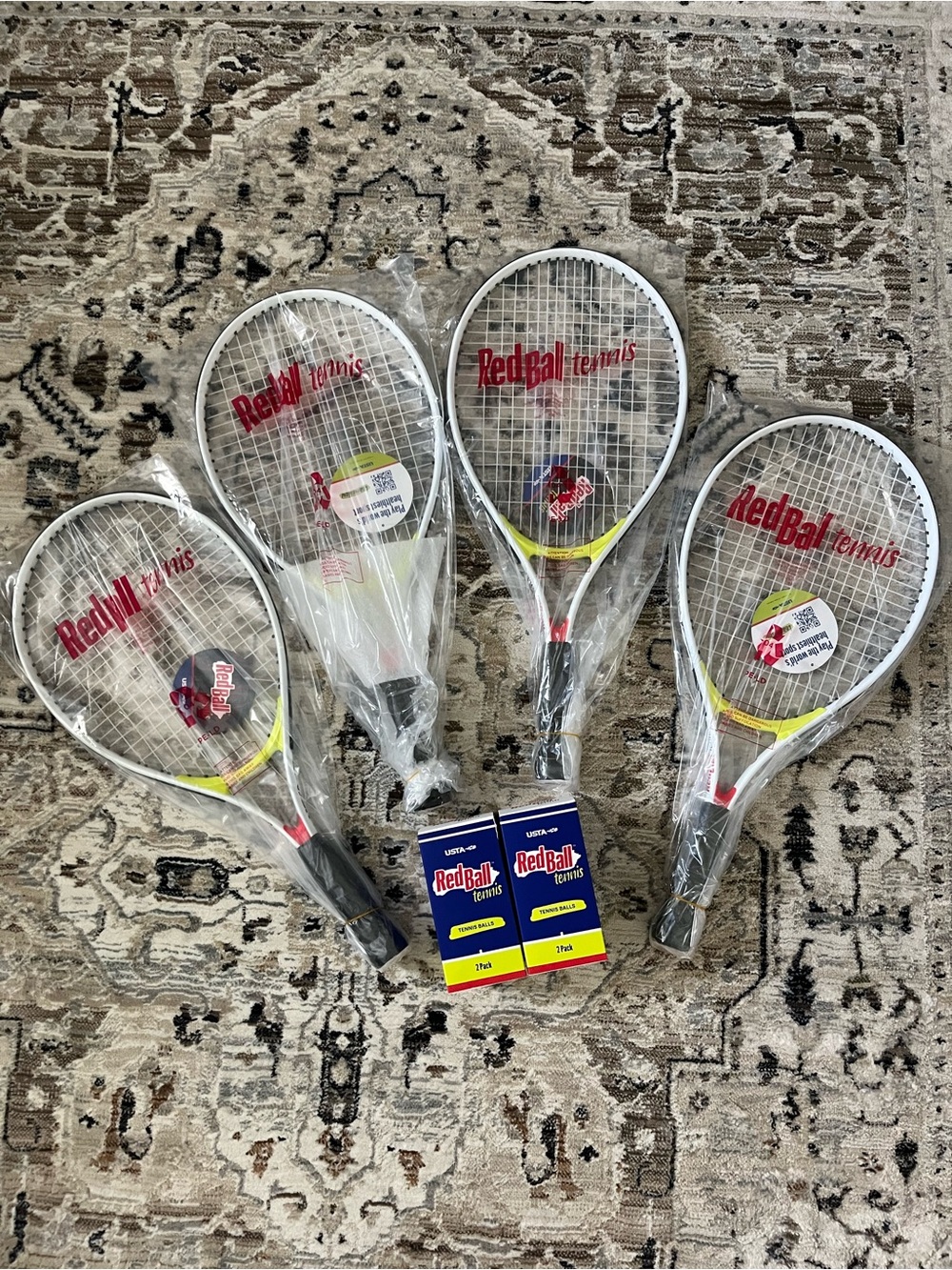 Set of 4 RedBall Tennis Rackets with 4 Balls
